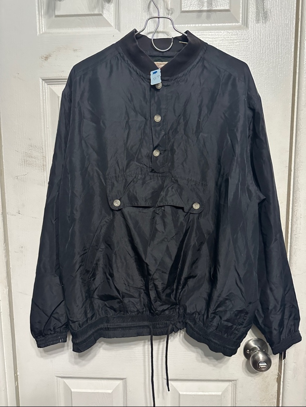 Men's Black Windbreaker Pullover Jacket - Unbranded